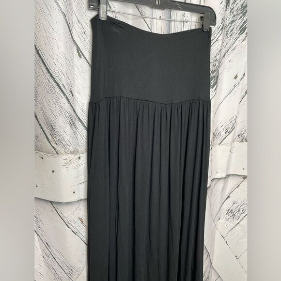 SIMLU Black Soft Knit Maxi Skirt Pockets S - Picture 4 of 6